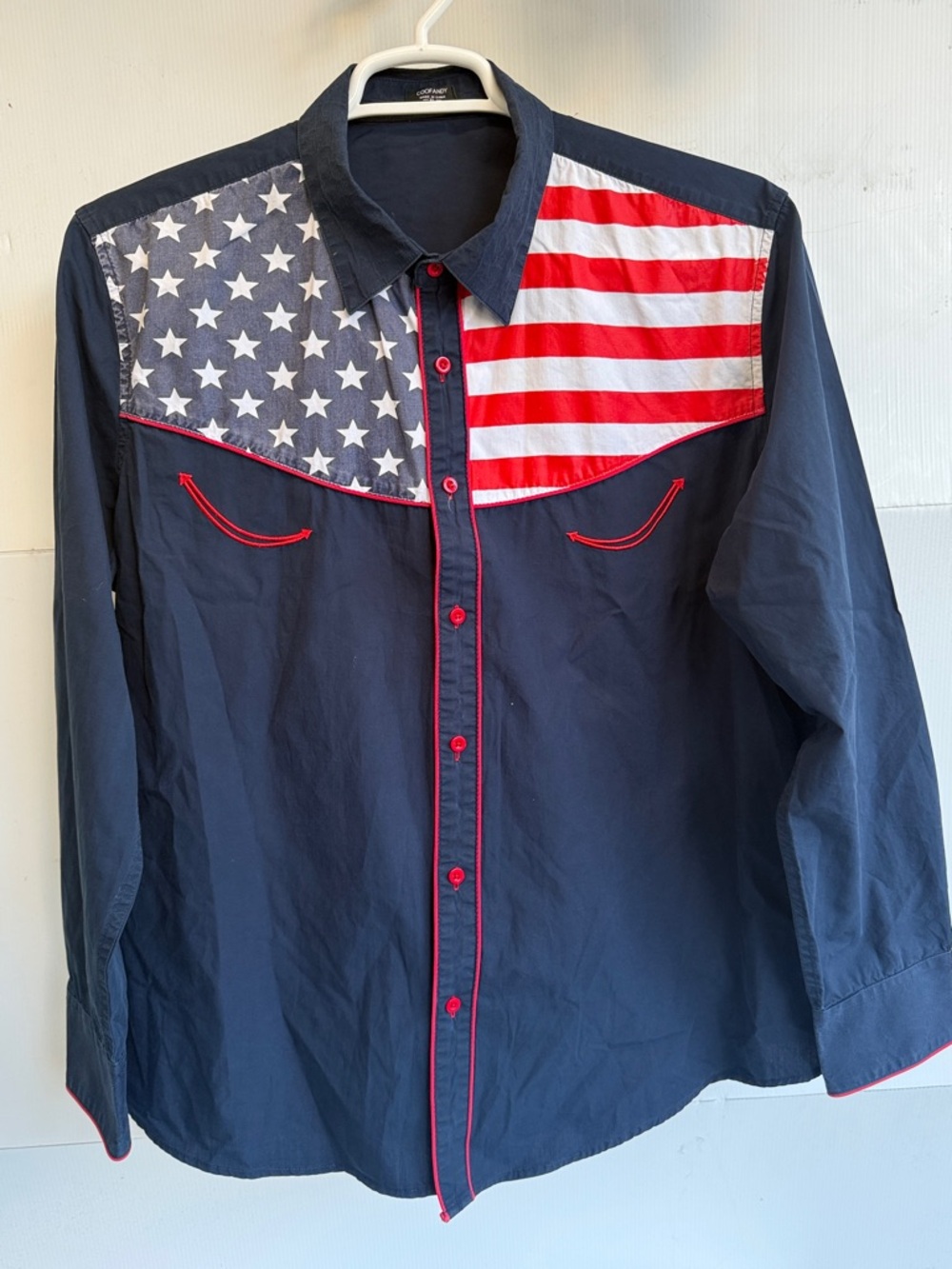 AMERICAN FLAG WESTERN SHIRT NAVY SIZE XL PATRIOT COWBOY USA AMERICA